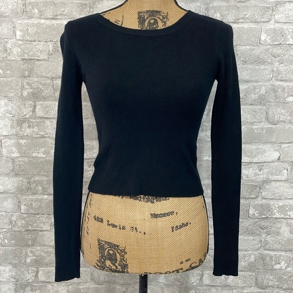 Akira Ribbed Long Sleeve Cropped Sweater - Picture 1 of 5